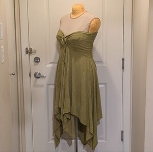 EUC Handmade L/XL 100% Indonesian Rayon Shirred Back Boho Hippie Dress